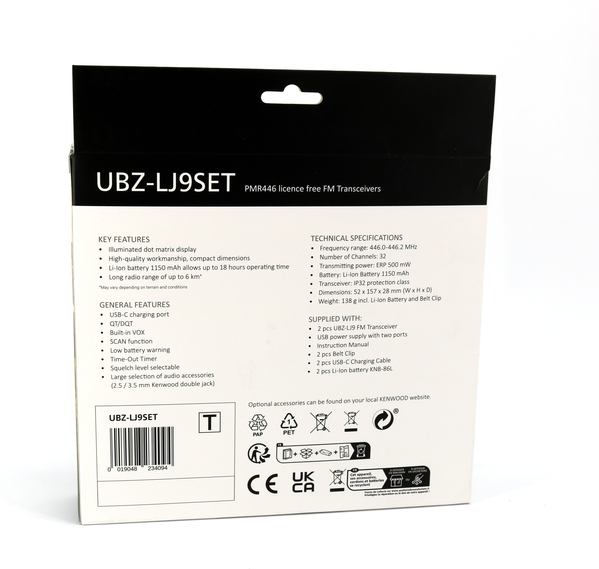 Vorschau KENWOOD UBZ-LJ9SET PMR-446 Handfunkgeräte Paar